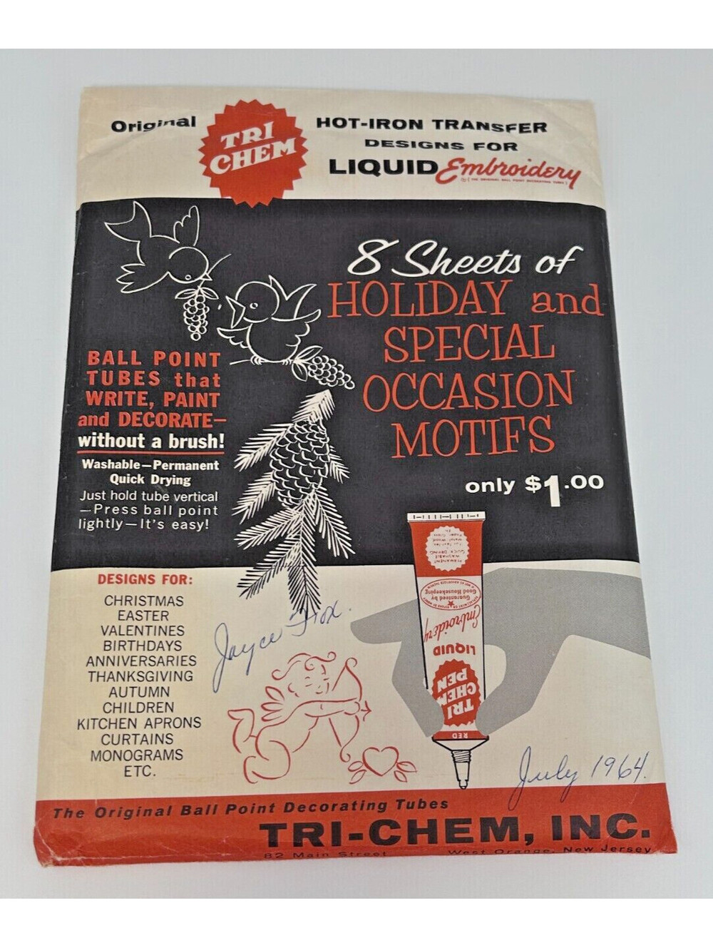 Original Tri Chem Hot-Iron Transfer Designs Liquid Embroidery Seasons VINTAGE